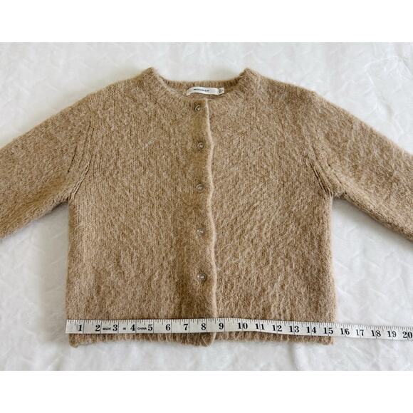 Moussy Womens One Size Long Sleeve Button Up Cardigan Sweater Beige Fuzzy - Picture 7 of 8